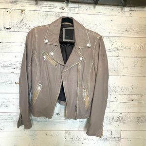 Mauritius Taupe Leather Jacket XS